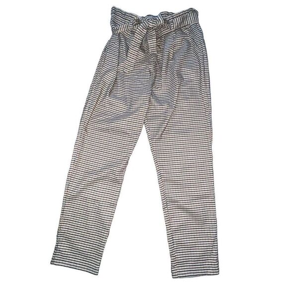 Apricot Clothing Womens 10 Houndstooth Paperbag Pants Brown Tan Tie Waist NWT - Picture 1 of 10